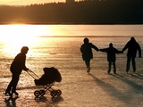 Skaters on the Frozen Lake Pilsensee Photographic Print
