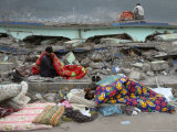 Pakistani Earthquake Survivors Wake up after Sleeping Photographic Print