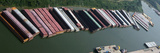 Barges in Rows Along the Houston Ship Channel Near Houston Photographic Print
