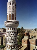 The Minaret of a 15th Century Mosque Rises Above a San'a, Yemen Neighborhood Photographic Print
