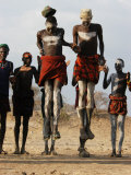 Men Wearing Traditional Body Paint in Nyangatom Village Dance, Omo River Valley, Ethiopia Photographic Print by Alison Jones
