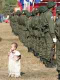 A Young Karen Child Seems Lost in a Karen Army Formation Photographic Print