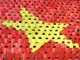 Vietnamese Students Flip Colored Placards Lámina fotográfica