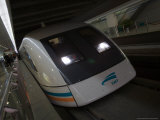 Meglev Train Prepares to Depart Airport Train Station, Shanghai, China Photographic Print by Paul Souders
