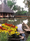 Old-Fashioned Boats with Traditional Flowers, Mekong Delta, Vietnam Photographie par Bill Bachmann