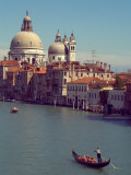 Gondola on the Grand Canal nearing the Santa Maria della Salute, Venice, Italy Photographic Print by Janis Miglavs