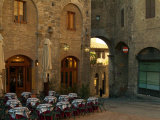 Restaurant in a Small Piazza, San Gimignano, Tuscany, Italy Photographic Print by Janis Miglavs