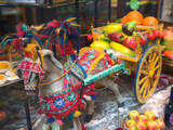 Miniature Sicilian Horsecart and Marzipan Candy, Corso Umberto 1, Taormina, Sicily, Italy Photographie par Walter Bibikow