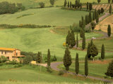 Winding Tuscan Road, Monticchiello, Tuscany, Italy Photographic Print by Walter Bibikow