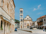 Main Square and Cathedral of St. Stephen, Hvar, Dalmatian Coast, Croatia Photographic Print by Alison Jones