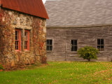 Wooden Barn and Old Stone Building in Rural New England, Maine, USA Photographic Print by Joanne Wells