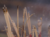 Close-up of Smoldering Sitcks of Incense Photographic Print