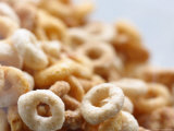 Close-up of Round Frosted Breakfast Cereal Fotografisk tryk Close-up of Round Frosted Breakfast Cereal Fotografisk tryk