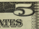 Close-up of Details on Colorful American Currency with Numbers and Lettering Photographic Print