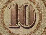 Close-up of Details on Colorful Currency with Numbers and Words Photographic Print