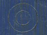 A Blue Wooden and Weathered Wall with Circles Photographic Print