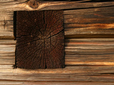 An Old and Weathered Wall with Wooden Slats and a Wood Beam Photographic Print