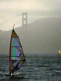 Winsdsurfer on San Francisco Bay Near the Golden Gate Bridge, San Francisco, California, USA Photographic Print by Lawrence Worcester