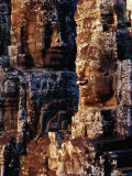 Stone Carvings of Face of Avalokiteshvara Decorating Towers of the Bayon, Angkor, Cambodia Photographic Print by Richard I'Anson