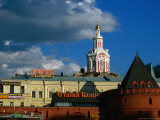 Dome of Monastery of Epiphany and New Restaurant Signs on Teatralnaya Ploshchad, Moscow, Russia Photographic Print by Jonathan Smith