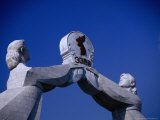 Detail of Reunification Memorial, Built in 2000, P'Yongyang, North Korea Photographic Print by Tony Wheeler
