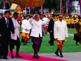King Sihanouk Greeting the Crowd at Chat Preah Nengkal, Phnom Penh, Cambodia Photographic Print by Richard I'Anson
