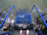 Feet Entering the Thermal Waters of Lake Balaton, Keszthely, Hungary Photographic Print by Martin Moos
