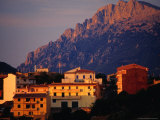 Town Buildings with Supramonte Mountain Behind, Orgosolo, Italy Photographic Print by Damien Simonis