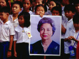 School Children with Portrait of Queen Sihanouk at Chat Preah Nengkal, Phnom Penh, Cambodia Photographic Print by Richard I'Anson