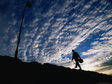 Fisherman Walking along Sea Wall at Altona Beach, Melbourne, Australia Photographic Print by Will Salter