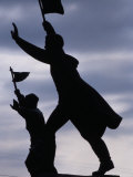 Silhouetted Statues of Communist Revolutionaries at Statue Park, Budapest, Hungary Photographic Print by David Greedy