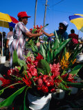 Selling Flowers at the Roseau Market, Roseau, Dominica Photographic Print by Michael Lawrence
