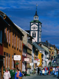 Pedestrians on Main Street of Old Town, Roros, Sor-Trondelag, Norway Photographic Print by Anders Blomqvist