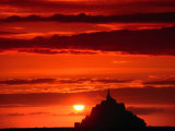 Mont Saint Michel at Sunset, Mont St. Michel, France Photographic Print by John Elk III