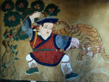 Detail of Wall Painting in Tamzhing Goemba, Choskhor or Bumthang Valley, Jakar, Bumthang, Bhutan Photographie par Tony Wheeler