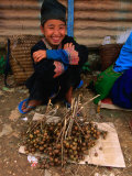 White Hmong Girl with Dried Berries, Looking at Camera, Laos Photographic Print by Kraig Lieb
