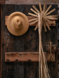 Straw Hat and Broom on Wall, Williamsburg, USA Photographic Print by Rick Gerharter