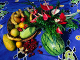 Flowers and Fruits on a Cloth, Castle Comfort, Dominica Photographic Print by Michael Lawrence