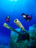 Diving Near the Shipwreck Mv Capt Tibbets off Cayman Brac, Cayman Islands Photographic Print by Michael Lawrence