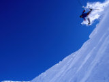 Skier Hurtling Over Cornice with Legs Apart, St. Anton Am Arlberg, Vorarlberg, Austria Photographic Print by Christian Aslund