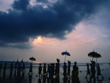 Dancers on Beach to Make Offerings for Annual Kuningan Ceremony, Seminyak, Indonesia Photographic Print by Paul Beinssen