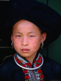Portrait of Blue H'Mong Girl with Customary Turban, Tam Duong, Vietnam Photographic Print by Mason Florence