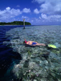 Woman Snorkelling On Reef, Pohnpei State, Micronesia Lámina fotográfica por Michael Aw Woman Snorkelling On Reef, Pohnpei State, Micronesia Lámina fotográfica por Michael Aw