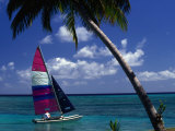 Man Sailing Boat, Wakaya Island, Eastern Division, Fiji Photographic Print by John Borthwick