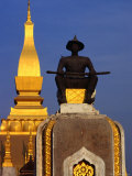 Statue of Seated King Setthathirat in Grounds of Pha That Luang, Vientiane, Laos Photographic Print by John Banagan