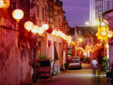 Narrow Street in Chinatown Decorated with Lanterns, Melaka, Malaysia Photographic Print by Tom Cockrem