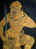 Detail of Murals Depicting Scenes from Ramakian, Lining Walls of Wat Phra Kaew, Bangkok, Thailand Photographie par Glenn Beanland