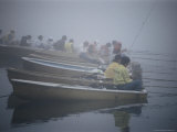 People Fishing in Competition at Fuji Five Lakes, Mt. Fuji, Japan Photographic Print by Martin Moos