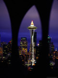 Space Needle at Night, Seattle, Washington, USA Photographic Print by Lawrence Worcester