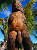 Statue of Tangaroa, Polynesian Sea-God, Near Aitutaki Lagoon, Aitutaki, Cook Islands Photographic Print by Grant Dixon
